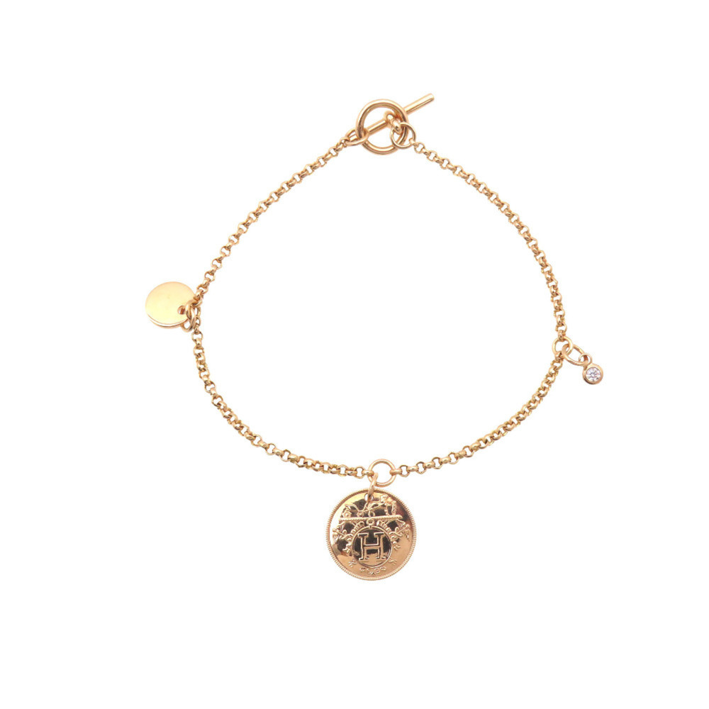 HERMES 18k Gold Diamond Charm Bracelet